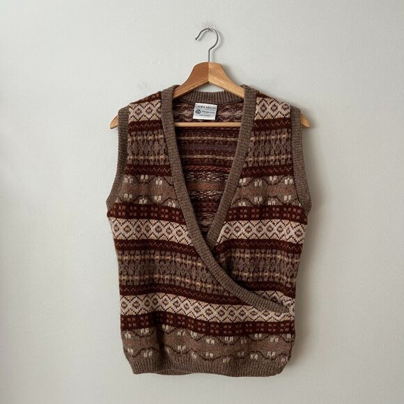 Vintage Laura Ashley Wool Striped Sweater Vest Women's Size 12 - Picture 1 of 9